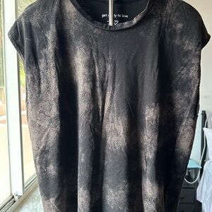 Black Tie-Dye Muscle Tee - Sleeveless Casual Top